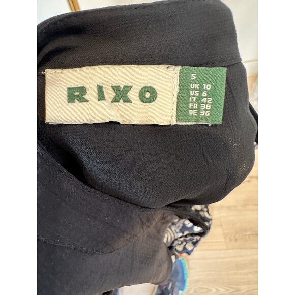 Rixo Black Floral Midi Peasant Dress SMALL Cottage Retro 70s Boho Designer $400 - Picture 12 of 12